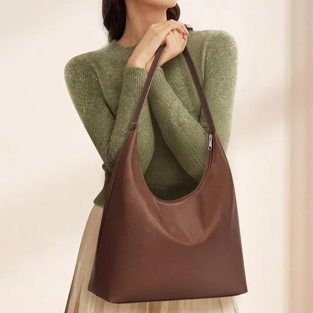 Vegan Leather Tote Bag Large Capacity Work Travel Shoulder Purse